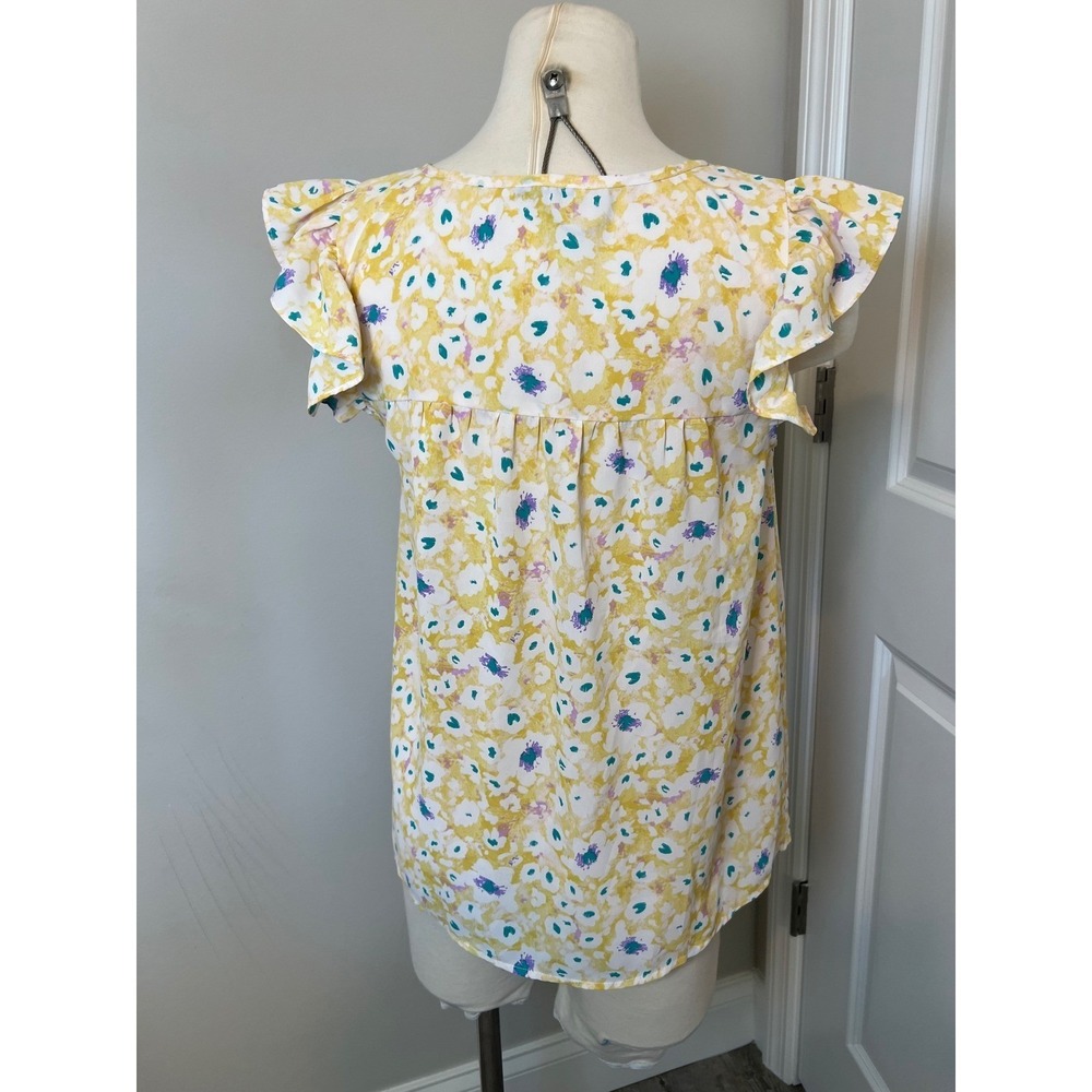 Staccato Womens Flutter Sleeve Blouse Floral Yellow S